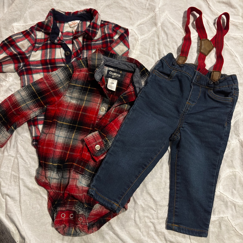 OshKosh B'gosh Red and Blue Denim pants